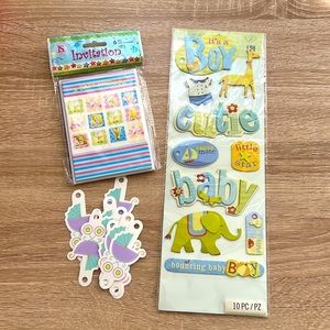 Scrapbooking baby shower stickers, cards